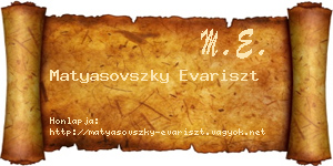 Matyasovszky Evariszt névjegykártya